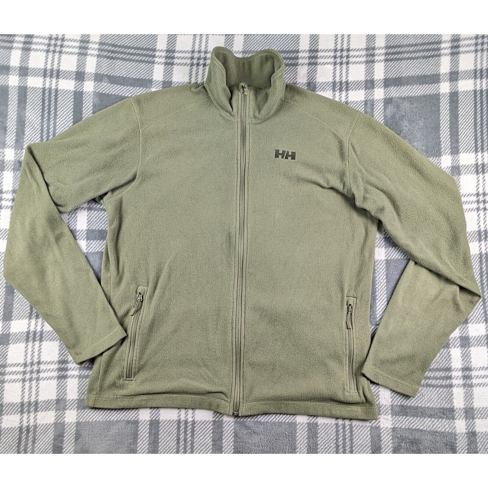 HELLY HANSEN GREEN FLEECE FULL ZIP Sweater Pullover Outdoor Mens Medium